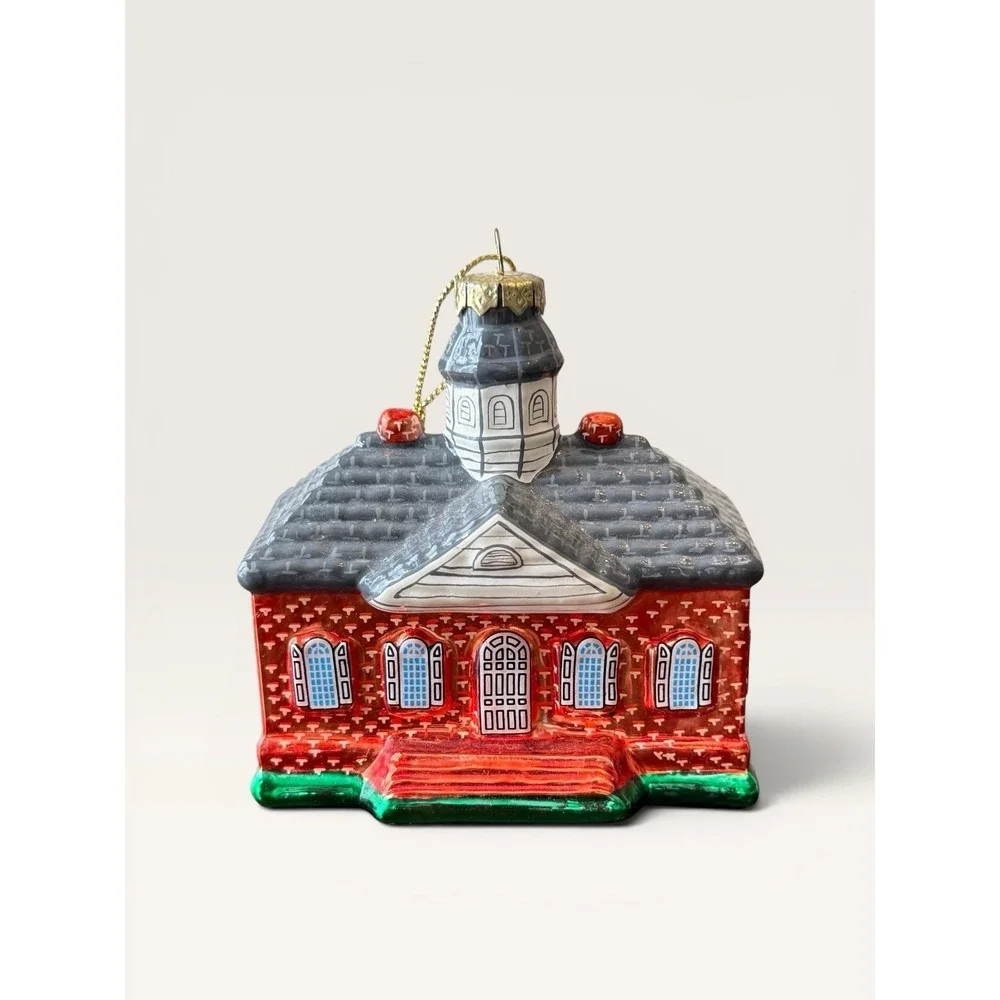 Colonial Williamsburg Courthouse Ornament Blown Glass Christmas Vtg EUC‎